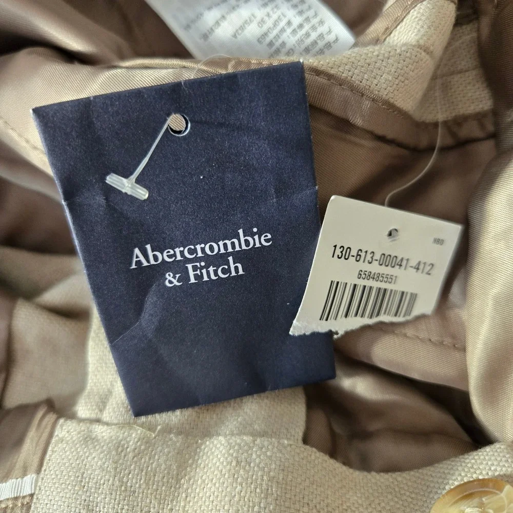 Abercrombie & Fitch NEW Men Pleated Linen Blend Trousers 32x30 (Actual 34x27.5